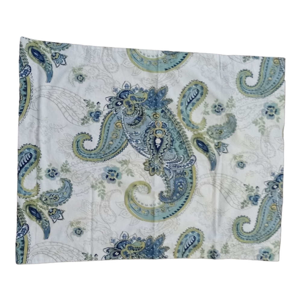 Pottery Barn Blue White Green Pillow Sham Paisley Standard 29 x 24